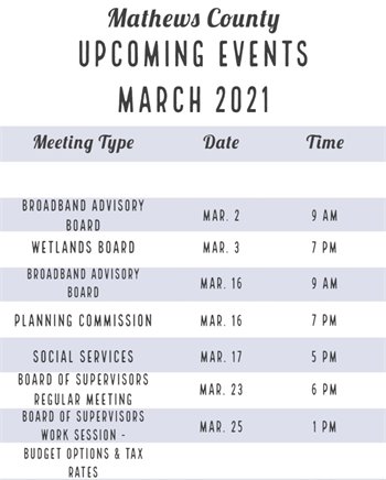 March Upcoming Events